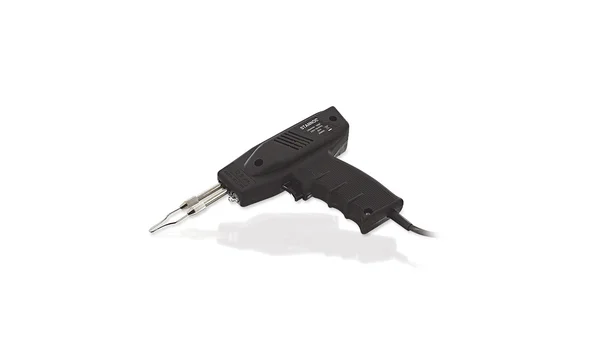 Auf dem Bild ist eine schwarze Elektro-Lötpistole zus ehen.