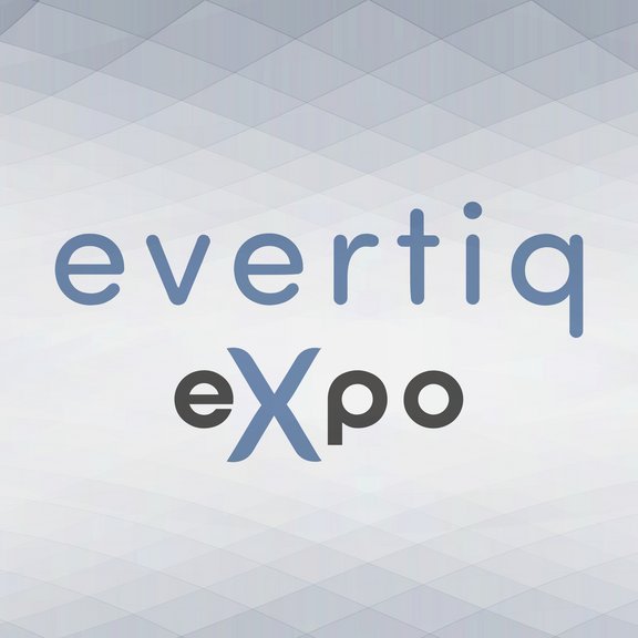 The picture shows a light grey background with the lettering evertiq expo.